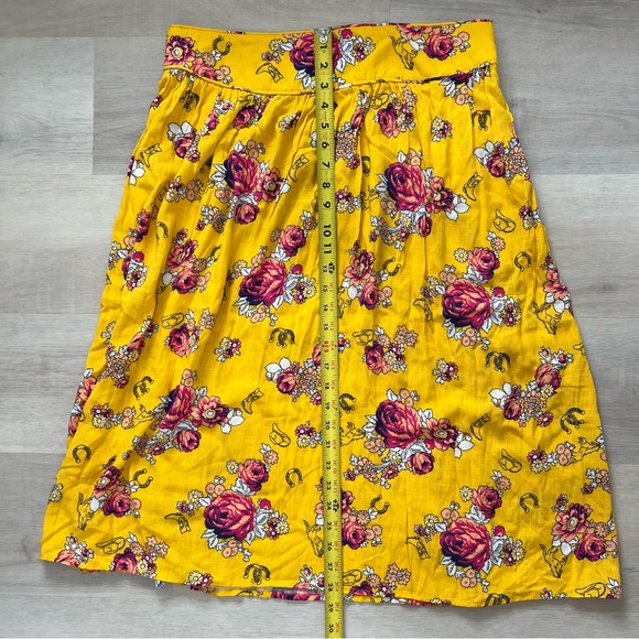 Modcloth Yellow Floral Swinging Saddles Midi Skirt - Picture 6 of 7